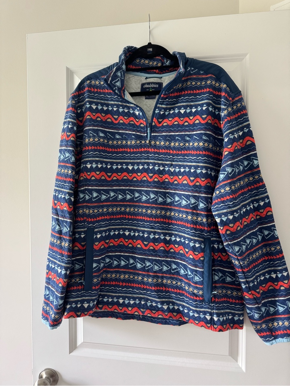 Chubbies Men's Navy Patterned Quarter-Zip Sweater